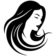 Beauty saloon logo and Woman face and hair logo vector