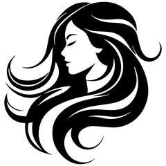 Beauty saloon logo and Woman face and hair logo vector