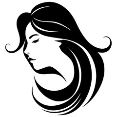 Beauty saloon logo and Woman face and hair logo vector