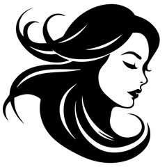 Beauty saloon logo and Woman face and hair logo vector