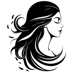 Beauty saloon logo and Woman face and hair logo vector