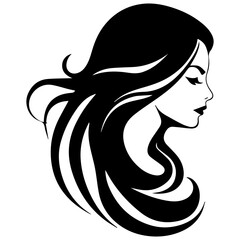 Beauty saloon logo and Woman face and hair logo vector