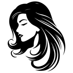 Beauty saloon logo and Woman face and hair logo vector