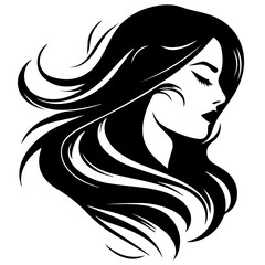 Beauty saloon logo and Woman face and hair logo vector