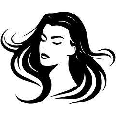 Beauty saloon logo and Woman face and hair logo vector