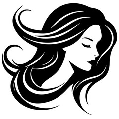 Beauty saloon logo and Woman face and hair logo vector