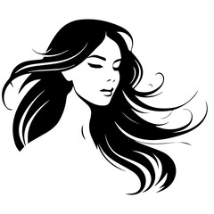 Beauty saloon logo and Woman face and hair logo vector