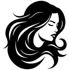 Beauty saloon logo and Woman face and hair logo vector