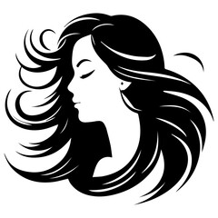 Beauty saloon logo and Woman face and hair logo vector