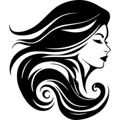 Beauty saloon logo and Woman face and hair logo vector