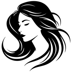 Beauty saloon logo and Woman face and hair logo vector