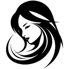Beauty saloon logo and Woman face and hair logo vector