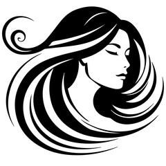Beauty saloon logo and Woman face and hair logo vector