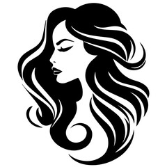 Beauty saloon logo and Woman face and hair logo vector