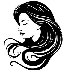 Beauty saloon logo and Woman face and hair logo vector