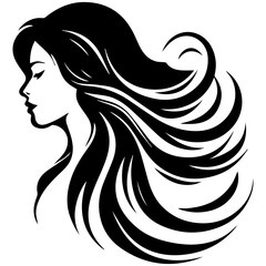 Beauty saloon logo and Woman face and hair logo vector
