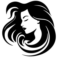 Beauty saloon logo and Woman face and hair logo vector
