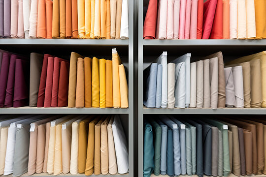 Store colorful cotton clothes textile shop fabric