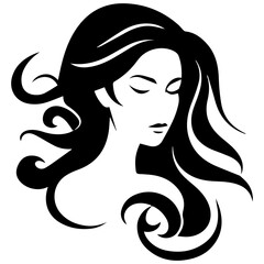 Beauty saloon logo and Woman face and hair logo vector