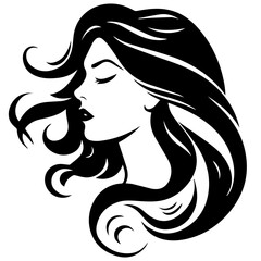 Beauty saloon logo and Woman face and hair logo vector