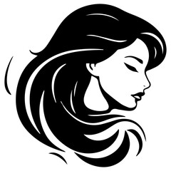 Beauty saloon logo and Woman face and hair logo vector