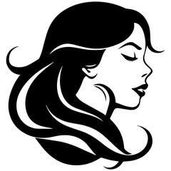 Beauty saloon logo and Woman face and hair logo vector