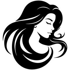 Beauty saloon logo and Woman face and hair logo vector