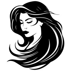Beauty saloon logo and Woman face and hair logo vector