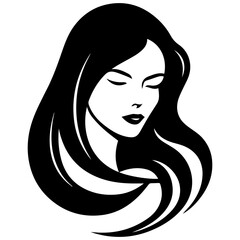 Beauty saloon logo and Woman face and hair logo vector