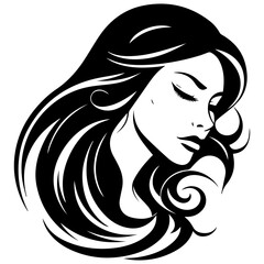 Beauty saloon logo and Woman face and hair logo vector