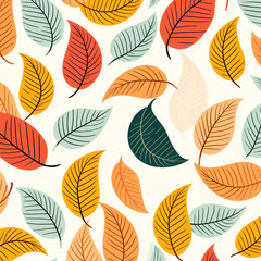Pattern leaf design print plant illustration background set autumn art nature