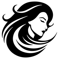 Beauty saloon logo and Woman face and hair logo vector