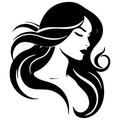 Beauty saloon logo and Woman face and hair logo vector