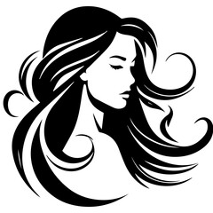 Beauty saloon logo and Woman face and hair logo vector