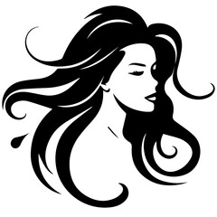 Beauty saloon logo and Woman face and hair logo vector