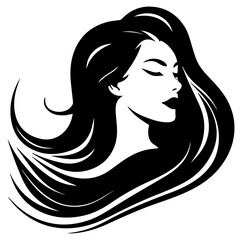 Beauty saloon logo and Woman face and hair logo vector