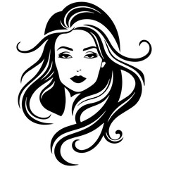 Beauty saloon logo and Woman face and hair logo vector