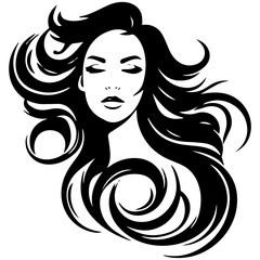 Beauty saloon logo and Woman face and hair logo vector