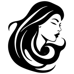 Beauty saloon logo and Woman face and hair logo vector