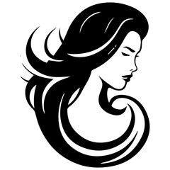 Beauty saloon logo and Woman face and hair logo vector