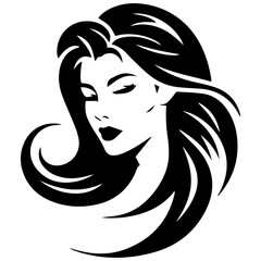 Beauty saloon logo and Woman face and hair logo vector