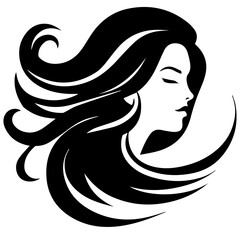 Beauty saloon logo and Woman face and hair logo vector