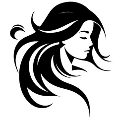 Beauty saloon logo and Woman face and hair logo vector