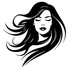 Beauty saloon logo and Woman face and hair logo vector