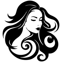 Beauty saloon logo and Woman face and hair logo vector