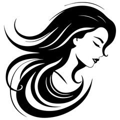 Beauty saloon logo and Woman face and hair logo vector