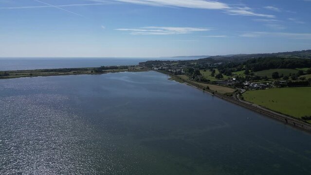 Dawlish Warren, South Devon, England: DRONE VIEWS: The River Exe, the sea, Dawlish Warren and the mainland (right). The River Exe and Dawlish Warren are popular UK holiday destinations.