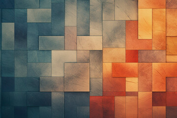 Abstract background with squares of different blue and orange shades