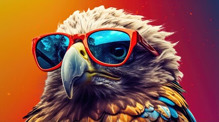 cartoon character eagle head wearing tinted glasses
