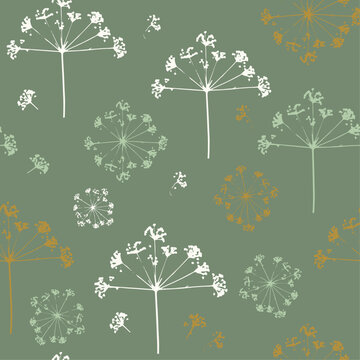 seamless pattern with dill plant